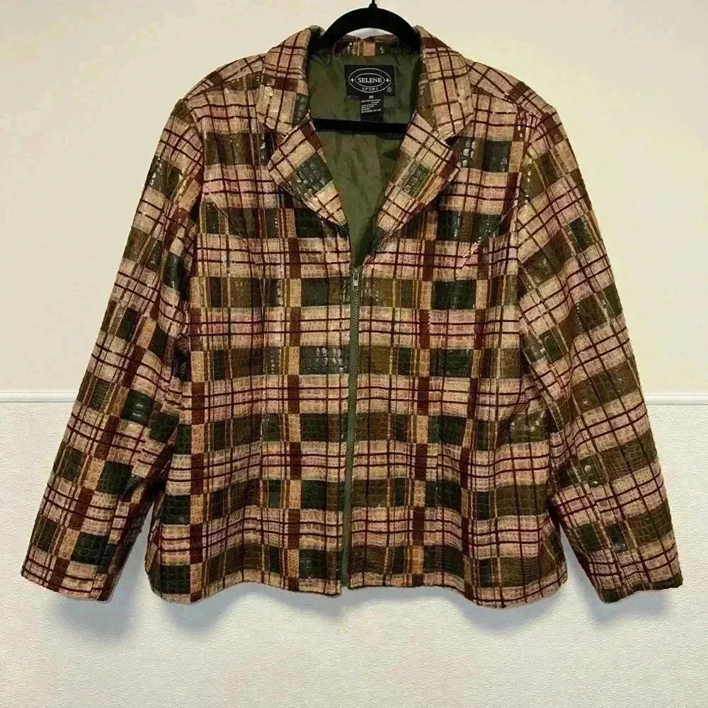 Women's Selene Sport Jacket, 2X, Brown and Green